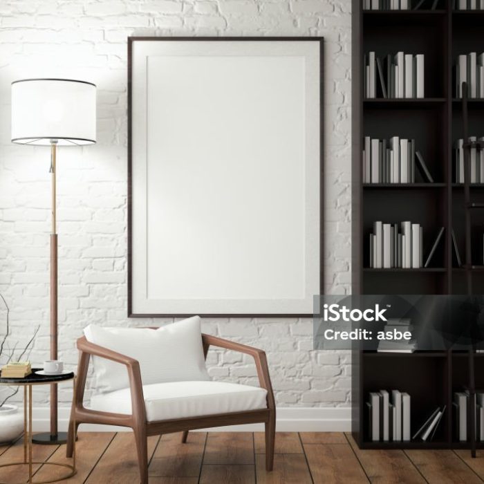 Vertical picture frame in living room